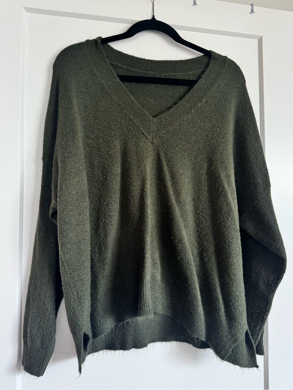 Olive V-Neck Women's Sweater